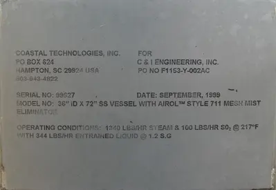 SPC5763  Tank 375 gallon vertical tank, Stainless Steel, 150 psi @ 400° F jacket, dish