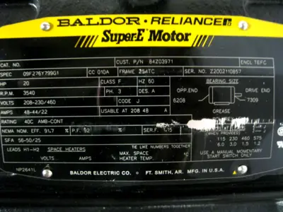 Baldor Reliance Super- E 20 HP 208-230/460V Industrial Motor NEW Z28