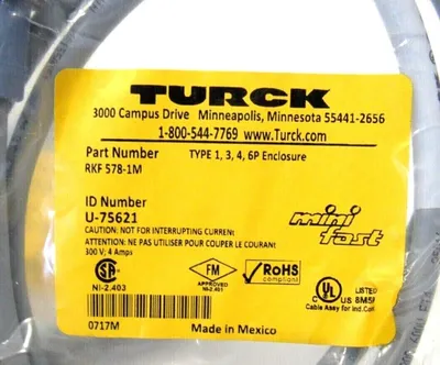 NEW TURCK RKF 578-1M RECPETICLE U-75621 RKF5781M