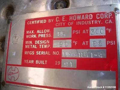 Used CE Howard 7,500 Gallon Stainless Steel Jacketed Tank – 304 SS