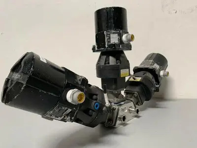 USED 3 ITT PURE-FLO SHEROTEC STAINLESS STEEL VALVES W/ POSITION MONITOR 3/4" SANITARY