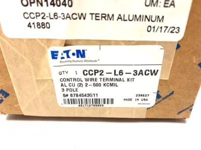 NEW EATON BUSSMANN SERIES CCP/CCD TERMINAL WIRE CONTROL KIT