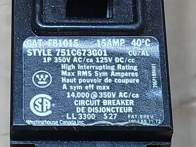 Used WESTINGHOUSE FB1015 Switchgears British Columbia CA | Lenmark #835764