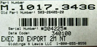 NEW GIDDINGS & LEWIS M.1017.3436 EXECUTIVE CONTROL 486 503-26405-20 M10173436