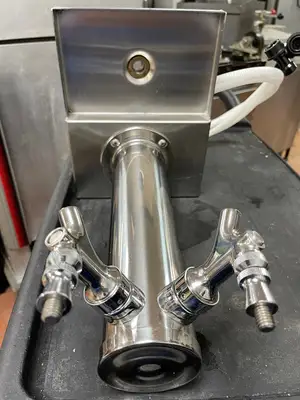 Used Krome Dispense Used Krome Dispense 3" Stainless Double Beer Tower Bar Tap w/ Clamp Base Beer Equipment Illinois US | Falcon Restaurant Supply #1376443