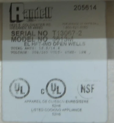 142-0438 Randell 3613M 3 Well Hot Food Warmer & Steam Table