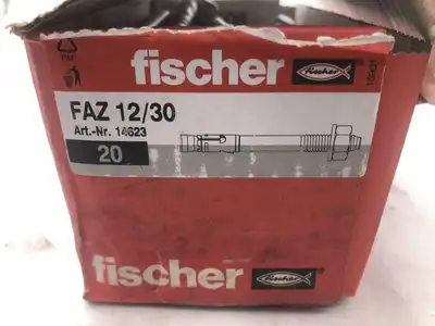 Fischer FAZ 12/30 12mm Steel Bolt Anchor -NIB of 27
