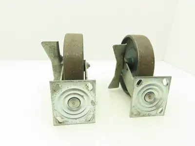 Colson 5-8-138 Caster Wheel Swivel 8" x 2" w/Lock Cast Iron 9-1/2" H Lot of 2