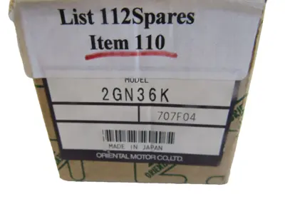 NEW ORIENTAL MOTOR 2GN36K GEARHEAD