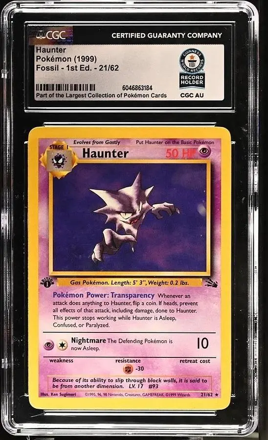 Pokémon Haunter 21/62 1st Ed. Fossil Rare Card 1999 English CGC WORLD RECORD
