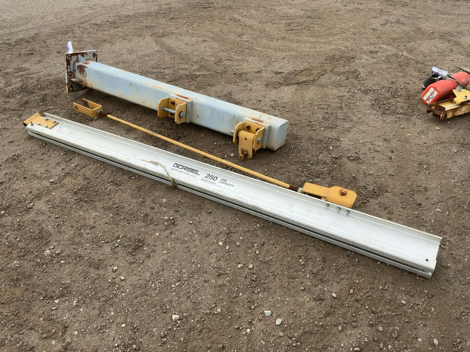 Gorbel 250 lb Capacity Jib, has 82-1/2” tall post that it mounts to, 116” long jib