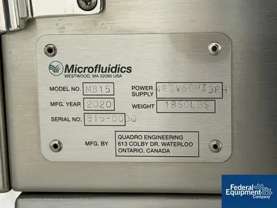 Used Microfluidics Microfluidics Microfluidizer, Model M815 Homogenizers Ohio US | Federal Equipment Company #1338419