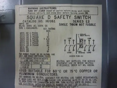 USED SQUARE D HU361E2