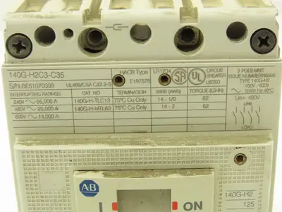 Allen Bradley 140G-H2C3-C35 Circuit Breaker 3P 30A 600V 3PH H-Frame