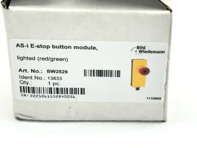 BW2529 | Bihl+Wiedemann  AS-i E-stop Button Module Lighted Red/Green - New Other