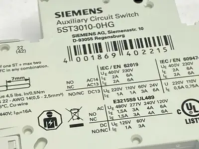 5SJ4106-7HG42 | Siemens  Circuit Breaker 1P 6A 277VAC/480V w/ 5ST3010-0HG Switch - New Other