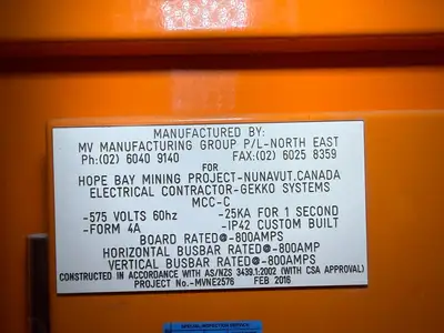 800A Motor Control Center MCC, 575V, 800A Bus, Form 4A, IP42 Enclosure