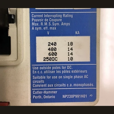 Cutler Hammer 3 Pole 60 Amp FDB Breaker