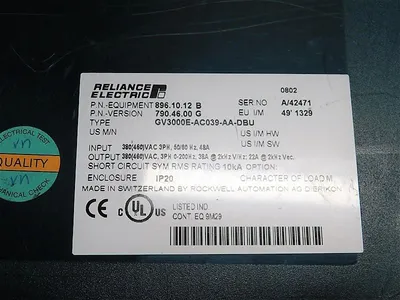 Reliance Electric GV3000E-AC039-AA-DBU AC Drive 380(460)VAC 3Ph 0-200 Hz Used