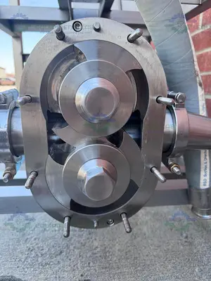 USED SPX WAUKESHA CHERRY-BURRELL 130 U2 ROTARY LOBE PUMP MFG 2016, 3"  W/ 10 HP MOTOR