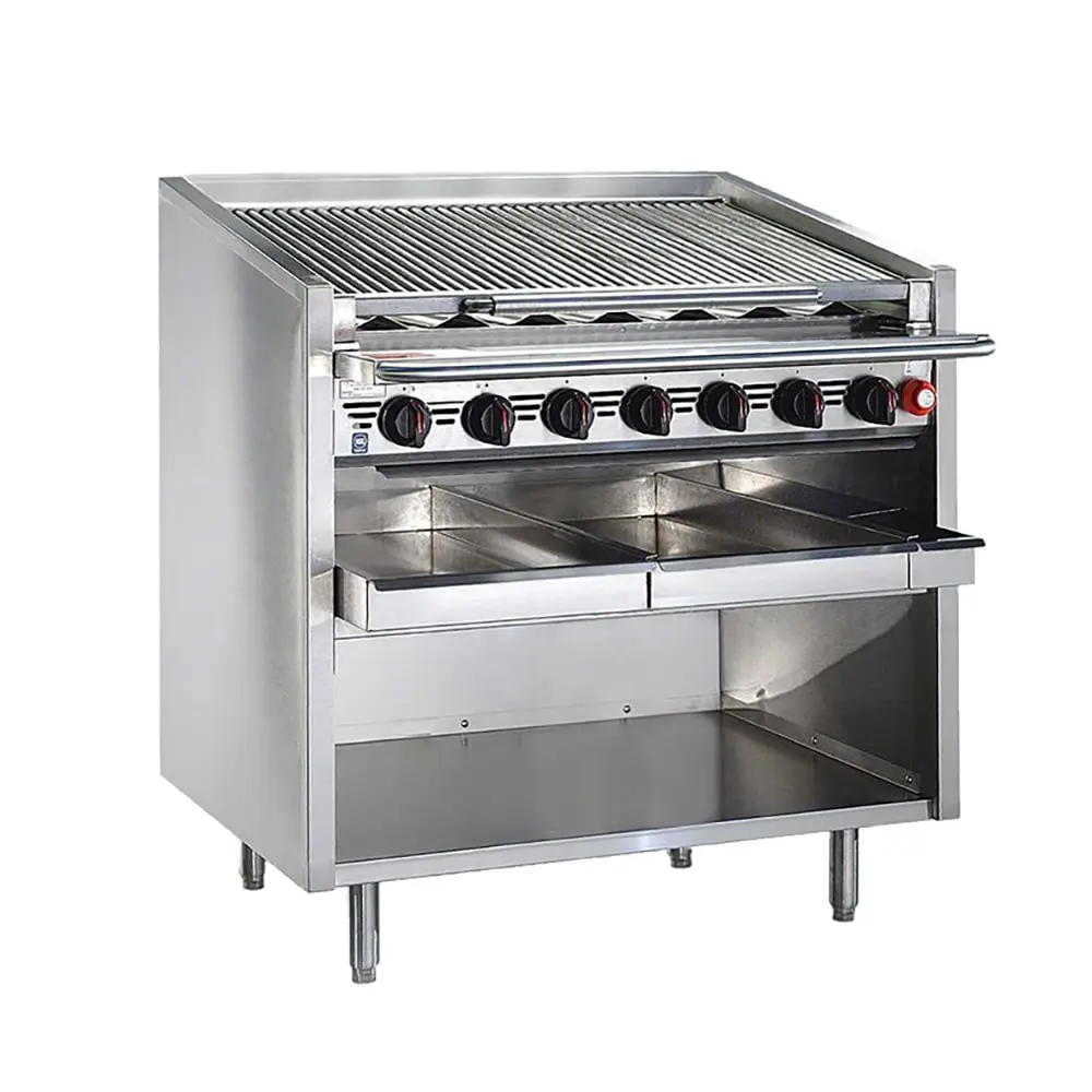 Bakers Pride F-24RS-R 24" Floor Model Gas Charbroiler W/ Cast Iron Radiants - (4) Burners, Natural Gas