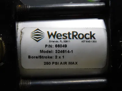 WestRock 66049 Pneumatic Cylinder 324614-1 2" Bore 1" Stroke 250 PSI Max. Used