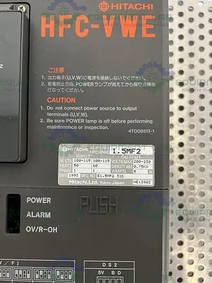 USED HITACHI HFC-VWE 1.5MF2 INVERTER / VARIABLE FREQUENCY DRIVE 0.75 KW, 5 AMPS, 1 PH