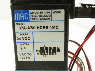 MAC 37A-AB0-HDBB-1MC Pneumatic Solenoid 3/2 Poppet Valve 24VDC 1/4" NPT