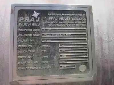 2457 gal praj industries horizontal carbon steel pressure vessel