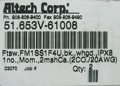 NEW BOX OF 2 ALTECH CORP 51.653V-61008 FOOT SWITCH FM1-SS1-F4-U 51653V61008