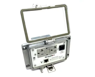 USED GRACE TECHNOLOGIES GFCI DUPLEX INSIDE-OUTLET; 15 AMP CIRCUIT BREAKER