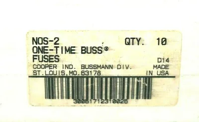 10 NEW BUSSMANN NOS-2 FUSES NOS2
