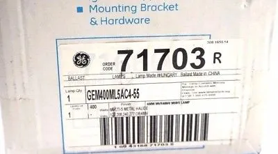 NEW GENERAL ELECTRIC GEM400ML5AC4-55 LAMP & BALLAST KIT GEM400ML5AC455