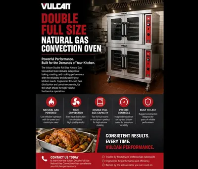Vulcan Double Full Size Natural Gas Convection Oven - 100,000 BTUVulcan Double Full Size Natural Gas Convection Oven - 100,000 BTU