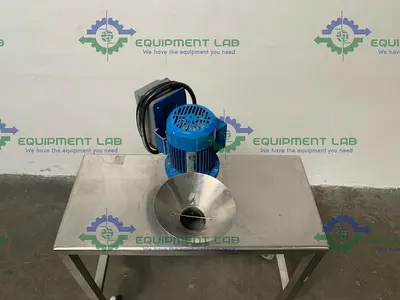 USED CUSTOM STAINLESS STEEL LAB MILL W/ ALPAK INDUCTION 1 HP MOTOR ON SS ROLLING CART