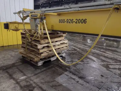 7.5 TON x 27' DESHAZO SINGLE GIRDER TOP RUNNING BRIDGE CRANE WITH STREET UNDERSLUNG HOIST: YOBRO 24991