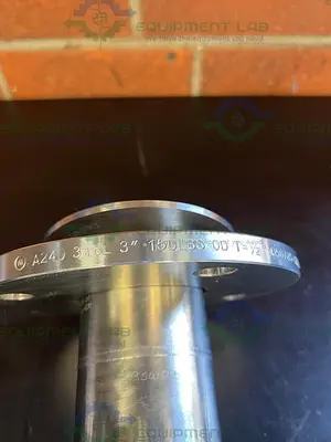 USED MAX PURE 316 STAINLESS STEEL TEE W/ 3" SANITARY FITTING TO 5" FLANGE