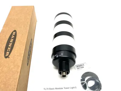 USED BANNER ENGINEERING 70MM BASIC TOWER LIGHT, 3-COLOR INDICATOR, BLACK HOUSE 814501