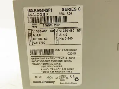 Allen Bradley 160-BA04NSF1 Speed Controller 380-460V 4.6A 2HP Ser.C Lot of 3