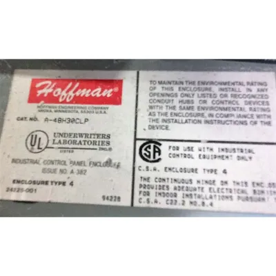 Used Hoffman NEMA 4 Electrical Control Enclosure