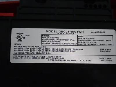 New | in-Stock GENTEX GEC241575WR Safety Products (Other) Ohio US | HGR 24 #1150522