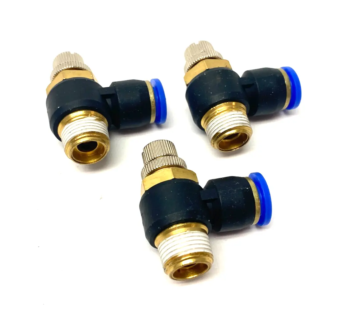 New | in-Stock SNS PNEUMATIC FLOW THROTTLE/SPEED CONTROL ELBOW VALVE FITTING 10MM TUBE Speed Drives | Maverick Industrial Sales #1112199