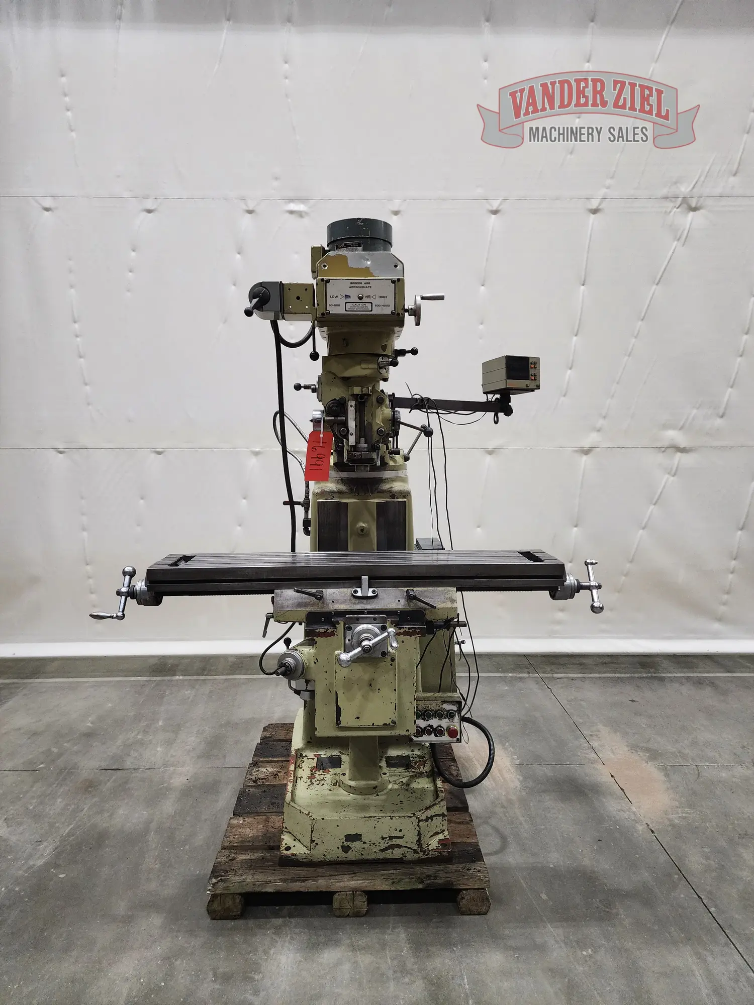 Wells Index Vertical Knee Mill, Model 1050, 10" x 50" Table, 3 HP