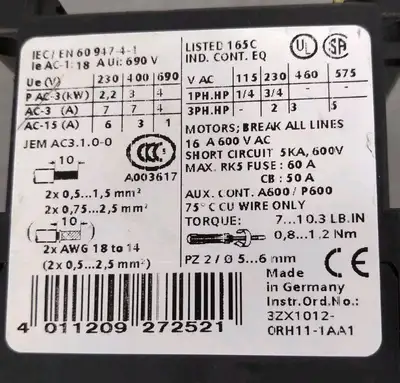 Siemens 3RT1015-1AP01 Contactor Loc4C23