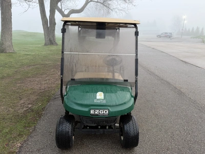 (1) 2017 E-Z-Go golf cart with a Kawasaki gas engine, model 625111G01, includes canopy, ball cover, ...