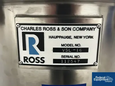 USED Ross 16 L Ross Tank, Model VSL-16
