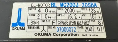 NEW OKUMA BL-MC200J-20SBA SERVO MOTOR BL-MOTOR 3PH 8P BLMC200J20SBA