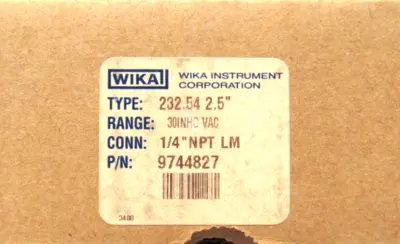 LOT OF 2 NEW WIKA 9744827 PRESSURE GAUGE 30INHG VAC 1/4"