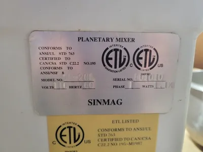 ABS/Sinmag Planetary Mixer SM-201 Belt Drive