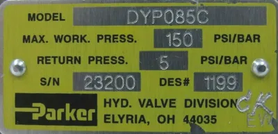 NEW PARKER DYP085C SERVO VALVE MODEL 25 150PSI